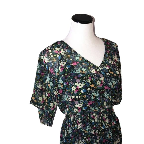 CAbi Green Fiesta V Neck Floral Midi Dress - Picture 6 of 11